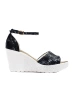 Black and White Wedge Sandals