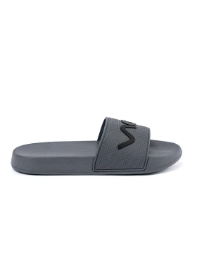 Grey slippers with writing