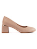 Beige Suede Heeled Pumps