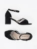 Black suede block heel sandals