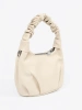 Small light beige handbag with ruched handle