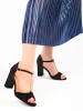 Black Classic High Block Heel Sandals
