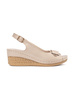 Beige low wedge sandals