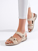 Beige Velcro Strap Sandals