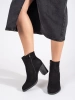 Classic Black Suede Block Heel Ankle Boots