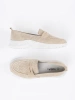 Beige leather platform loafers