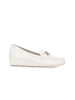 White platform loafers with gold embellishment