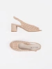 Light beige low block heel sandals