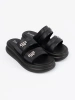 Women's black platform slides