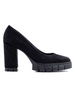 Black Suede Block Heel Pumps