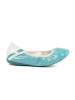 Blue ballet flats with a white mesh