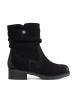 Black Leather Ankle Boots with Ruched Upper Sergio Leone