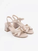Beige Block Heel Sandals