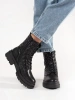 Black quilted platform boots
