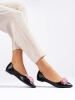 Black Patent Ballet Flats with Crystals