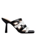 Chic Black & White Heeled Slides