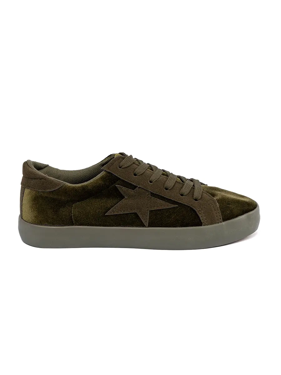 Dark Green Women's Sneakers with Star
