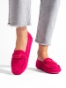 Pink Suede Lace-Pattern Loafers