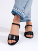 Stylish Black Block Heel Sandals by Sergio Leone