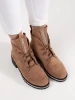 Beżowe botki sznurowane