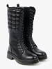 Classic Black Lace-up Boots with Zipper