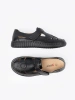 Women's Black Hook-and-Loop Perforated Shoes