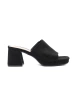 Women's black heeled mules