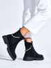 Chic Black Ankle Boots with Decorative Chain