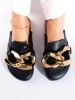 Black Slip-Ons with Bold Chain Detail