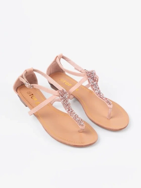 Pink flip-flop style sandals with sequins