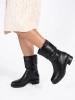 Warm Black Leather Ankle Boots