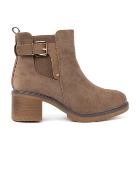Stylish beige ankle boots with comfortable heels