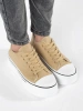 Beige women's sneakers with a thick sole