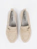 Beige leather platform loafers