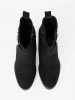 Suede ankle boots black with elegant buckle