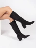 Black suede block heel boots