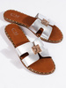 Shiny Silver Slide Sandals