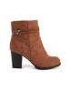 Brown Suede Block Heel Ankle Boots