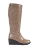 Beige Wedge Boots