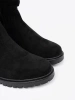 Black ankle boots with ruched upper and zipper