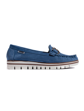 Sky Blue Lace Loafers on a Platform