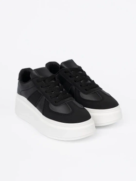 Classic Black Sneakers with Thick Soles