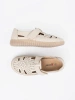 Women's beige perforated velcro shoes