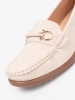 Beige Wedge Moccasins with Decorative Chain
