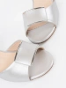 Women's silver block heel sandals with open back