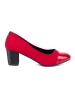 Red Pumps with Patent Toe Cap