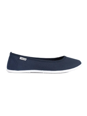 Navy Blue Fabric Ballet Flats