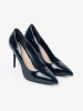 Navy blue patent stiletto pumps