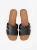 Black women's slides made from faux leather