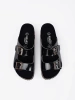 Black flat sandals